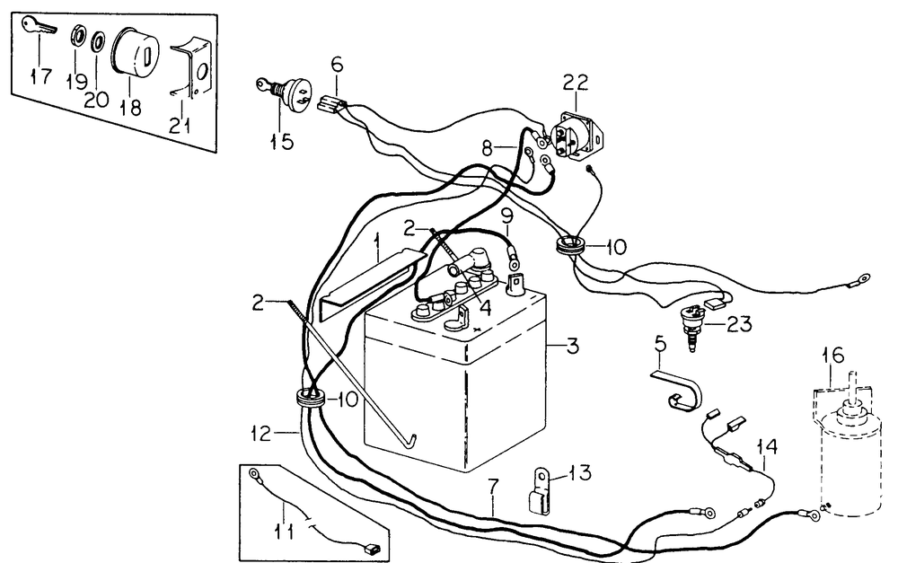 Electric Starting-Sn 73928 And Below Diagram and Parts List for 382 383-0350028U-0350029U-0350032U-0350033U-0350036U-0350037U-132100-132399-132383100-133100-133399-133383100-134100-134399-134383100 Cub Cadet Lawn Tractor